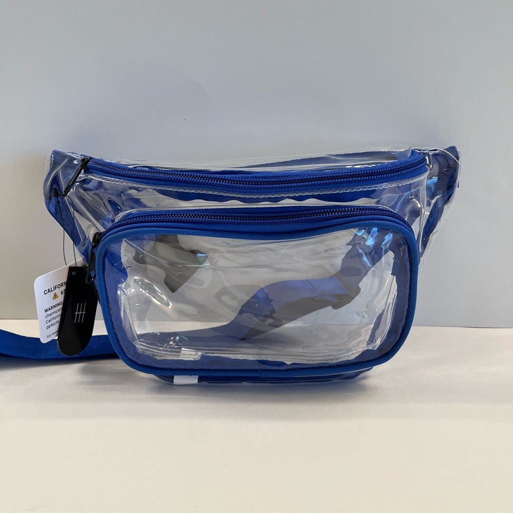 Clear/ Transparent Belt Bag/ Waist Bag- Blue Accents